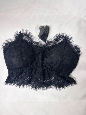 NEW Elegant Black Lace Bralette with Removable Straps Sz XS/S